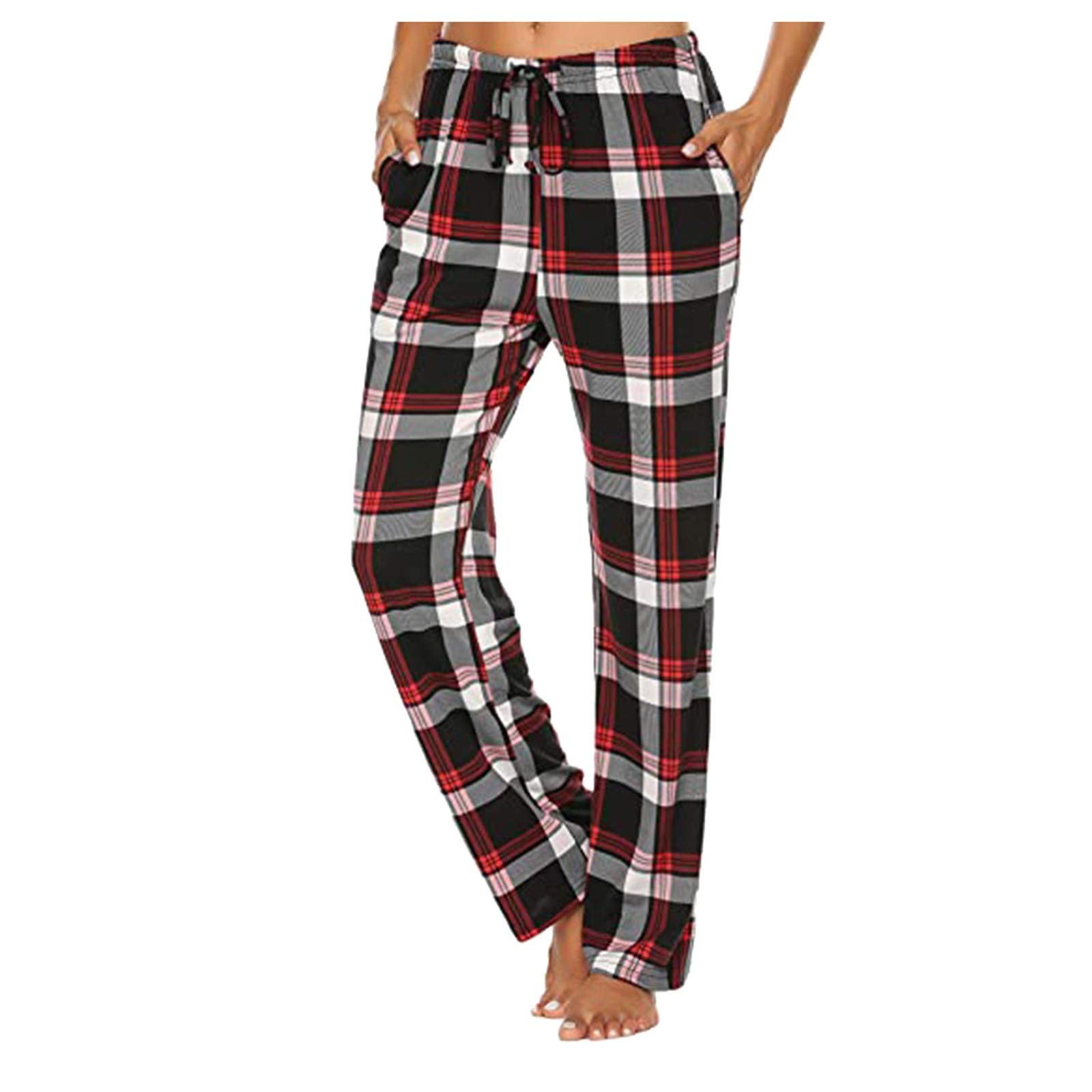 **PHSHY Women's Buffalo Plaid Pajama Pants - Stretchy Drawstring Soft Comfy Sleepwear for Petite to Plus Size - Perfect for Lounging, Sleepovers & Cozy Nights**