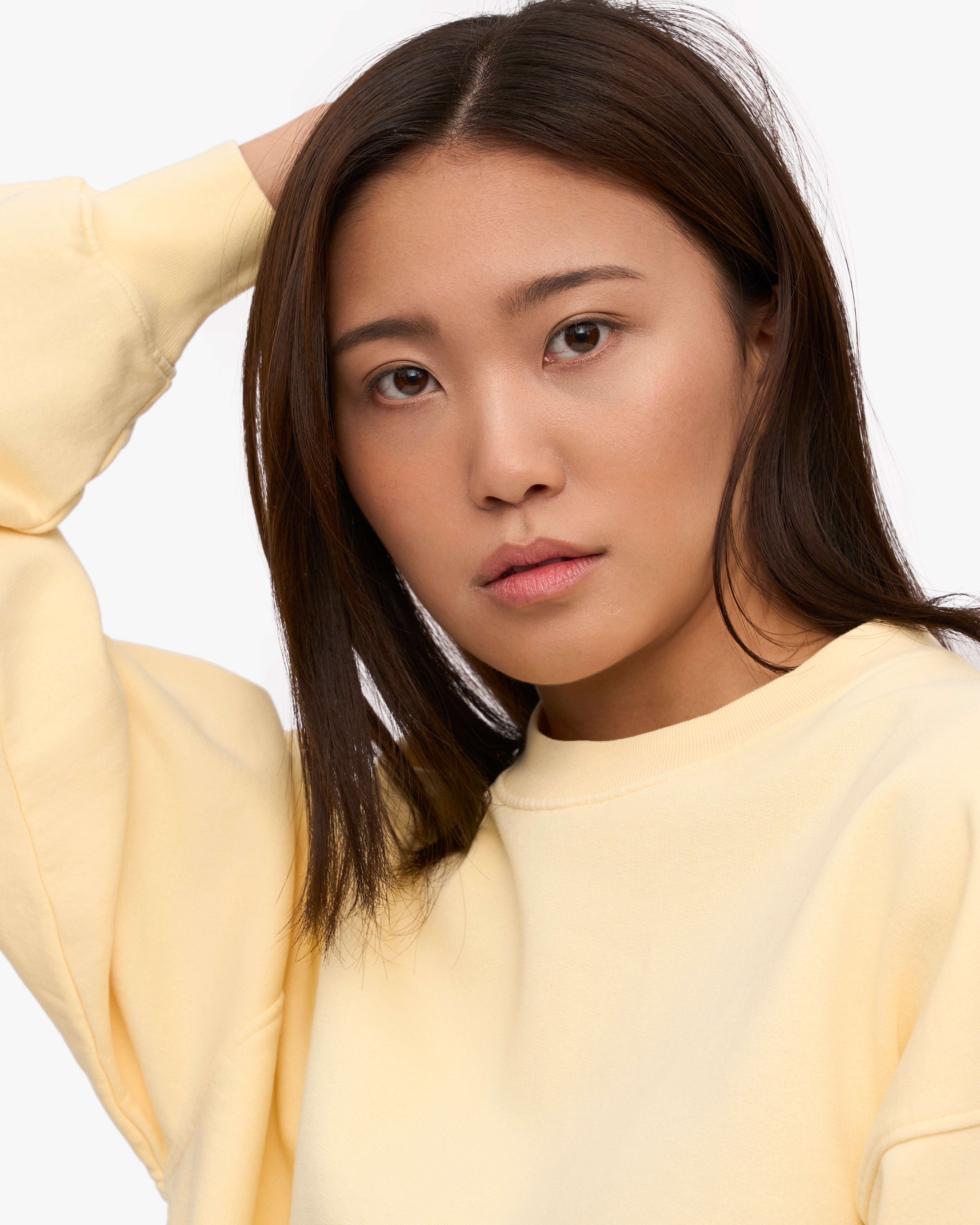 Organic Oversized Crewneck Sweatshirt - Soft Yellow | Cozy & Stylish Unisex Pullover for Casual Wear, Loungewear & Fall Fashion