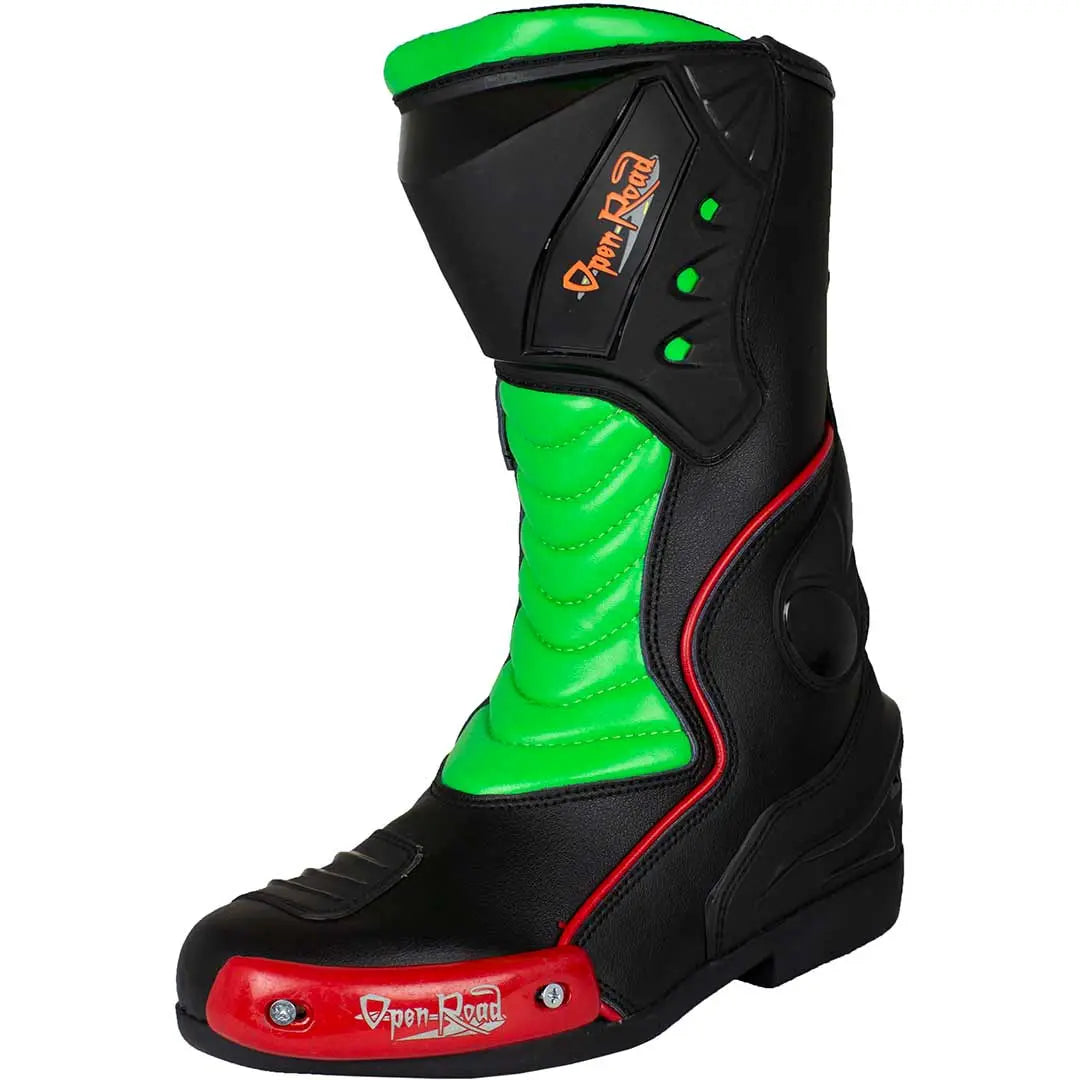 Open Road Men's Racing Boots - Lightweight Motorcycle Boots for Men, Durable & Comfortable Riding Shoes - Perfect for Motorcycle Racing, Cruising & Outdoor Adventures