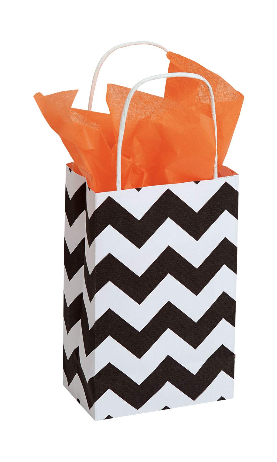 Premium Classic Chevron Paper Shopping Bags with Handles - Case of 100 - Eco-Friendly Retail Bags for Boutique, Gift Wrapping & Party Favors - Small Business & Wedding Essentials