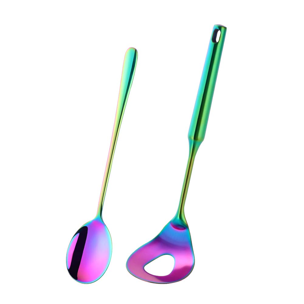 2-Piece Stainless Steel Meatball Spoon Set - 18/8 Non-Stick Meatball Maker with Long Handle - Perfect for Cooking, Serving & Meal Prep - Rainbow Color
