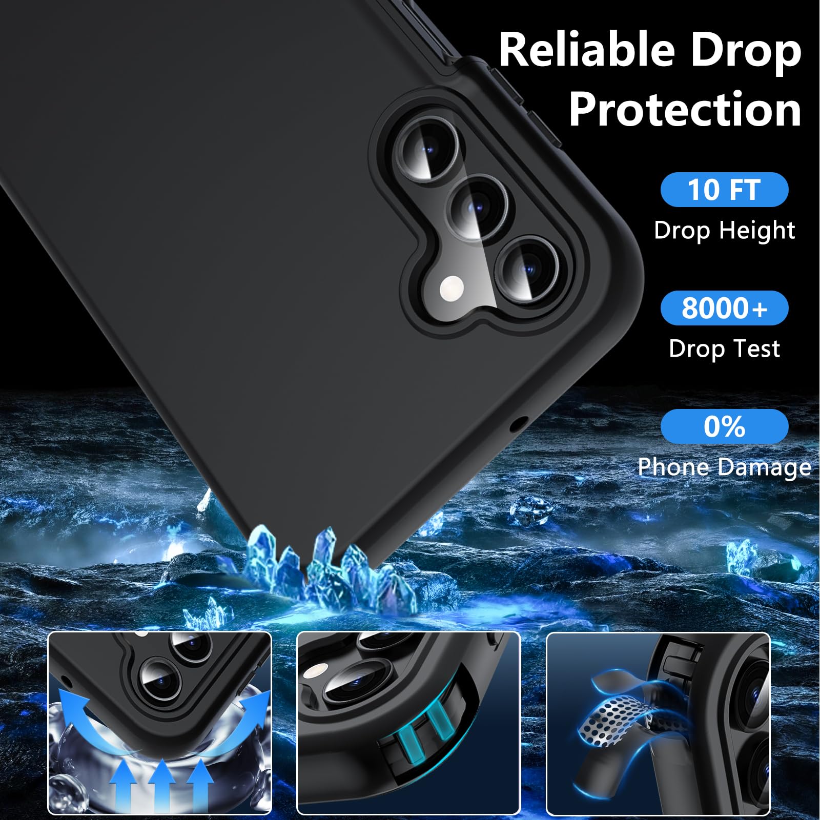 OWKEY Samsung A15 Case - Military Drop Protection with 9H Screen Protector for Daily Use
