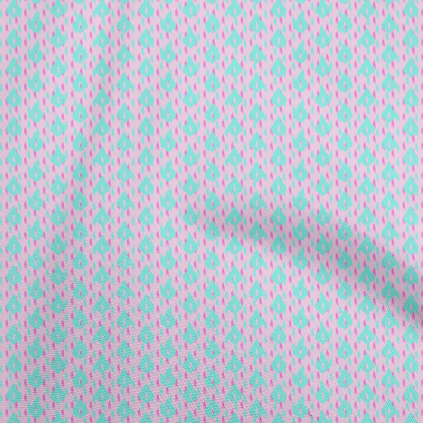 oneOone Cotton Flex Light Pink Ikat Print Fabric by The Yard - 40 Inch Wide Soft Dress Material for DIY Clothing, Home Decor & Craft Projects