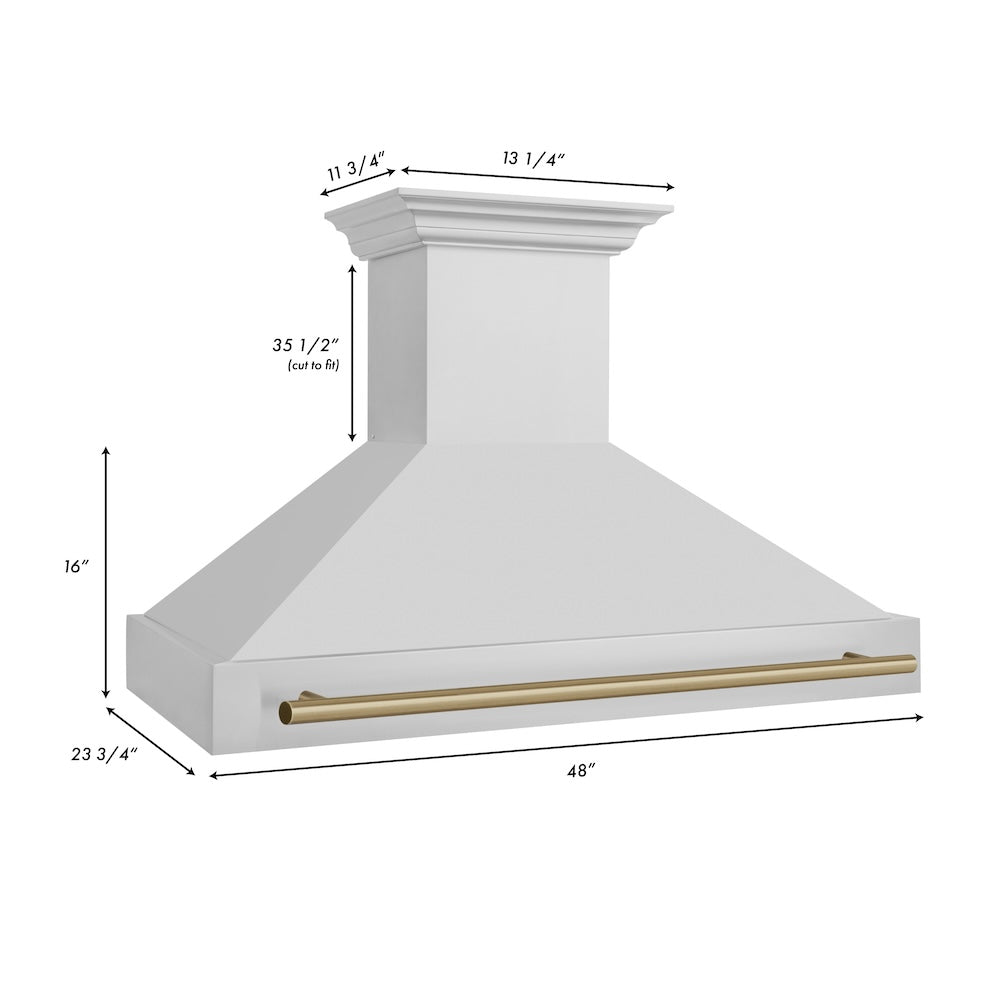 ZLINE Autograph Edition 48 Inch Stainless Steel Range Hood with Champagne Bronze Handle - Professional Kitchen Ventilation for Modern Homes (8654STZ 48 CB) - Perfect for Gourmet Cooking and Open-Concept Kitchens