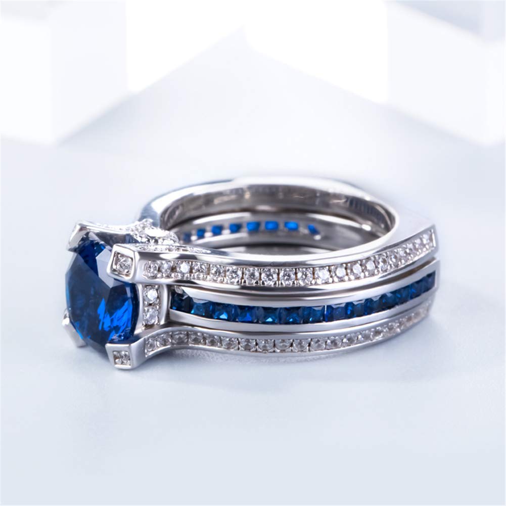Jeulia 3.5 Carat Cubic Zirconia Wedding Ring Set for Women - Sterling Silver Simulated Diamond Engagement Ring with Round Cut Colorful Stones - Anniversary Promise Rings - Perfect for Bridal Jewelry Gifts & Special Occasions