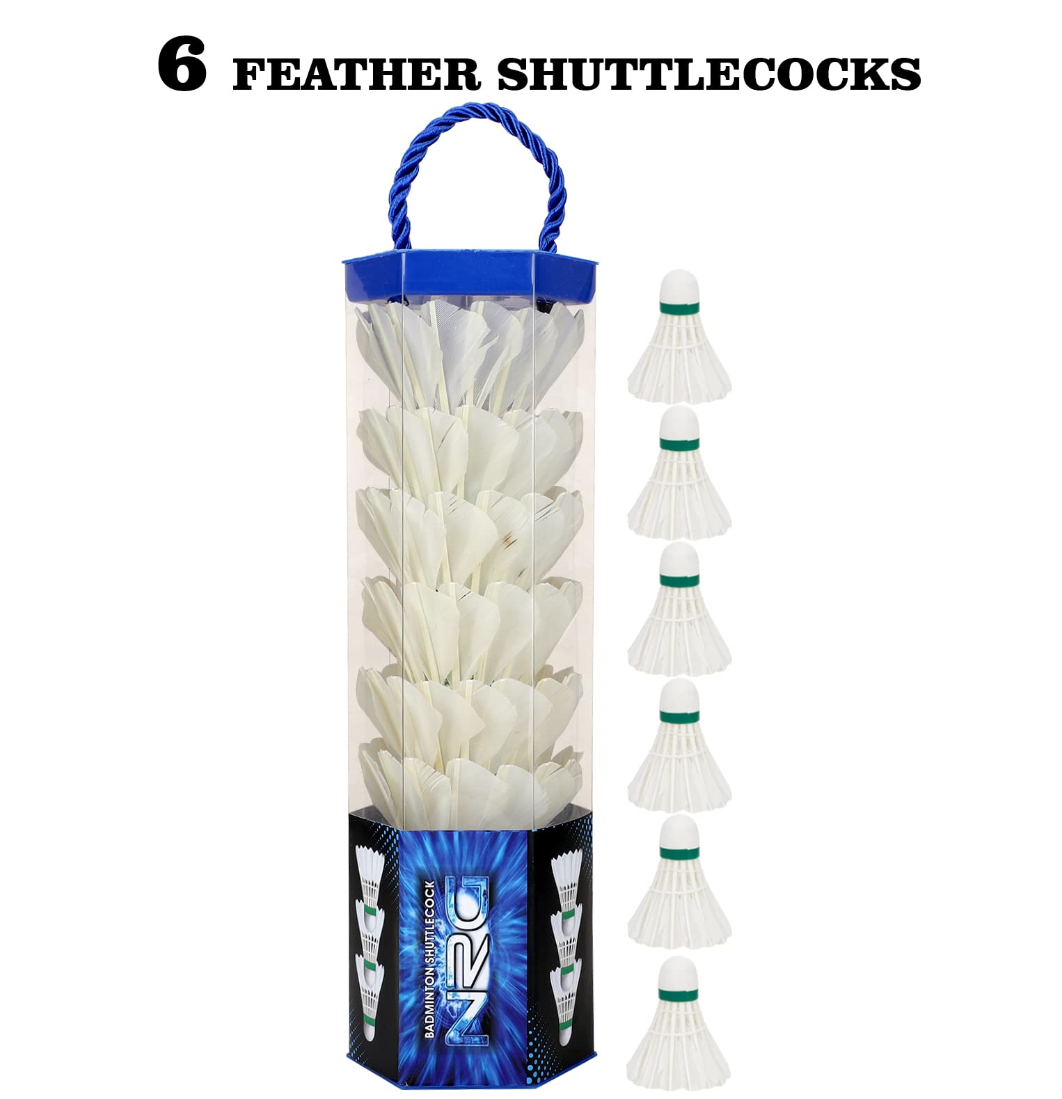 Premium NRG Feather Plastic Badminton Shuttlecocks - Pack of 6 (White) | High Durability & Consistent Flight for Training & Competitive Play | Perfect for Indoor/Outdoor Badminton Games