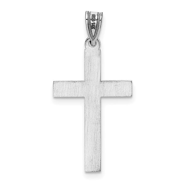 14K Solid White Gold Flower Latin Mexican Holy Cross Necklace - Religious Chain Pendant with Jesus Christ Charm for Women - Perfect for Baptism, First Communion & Church Events