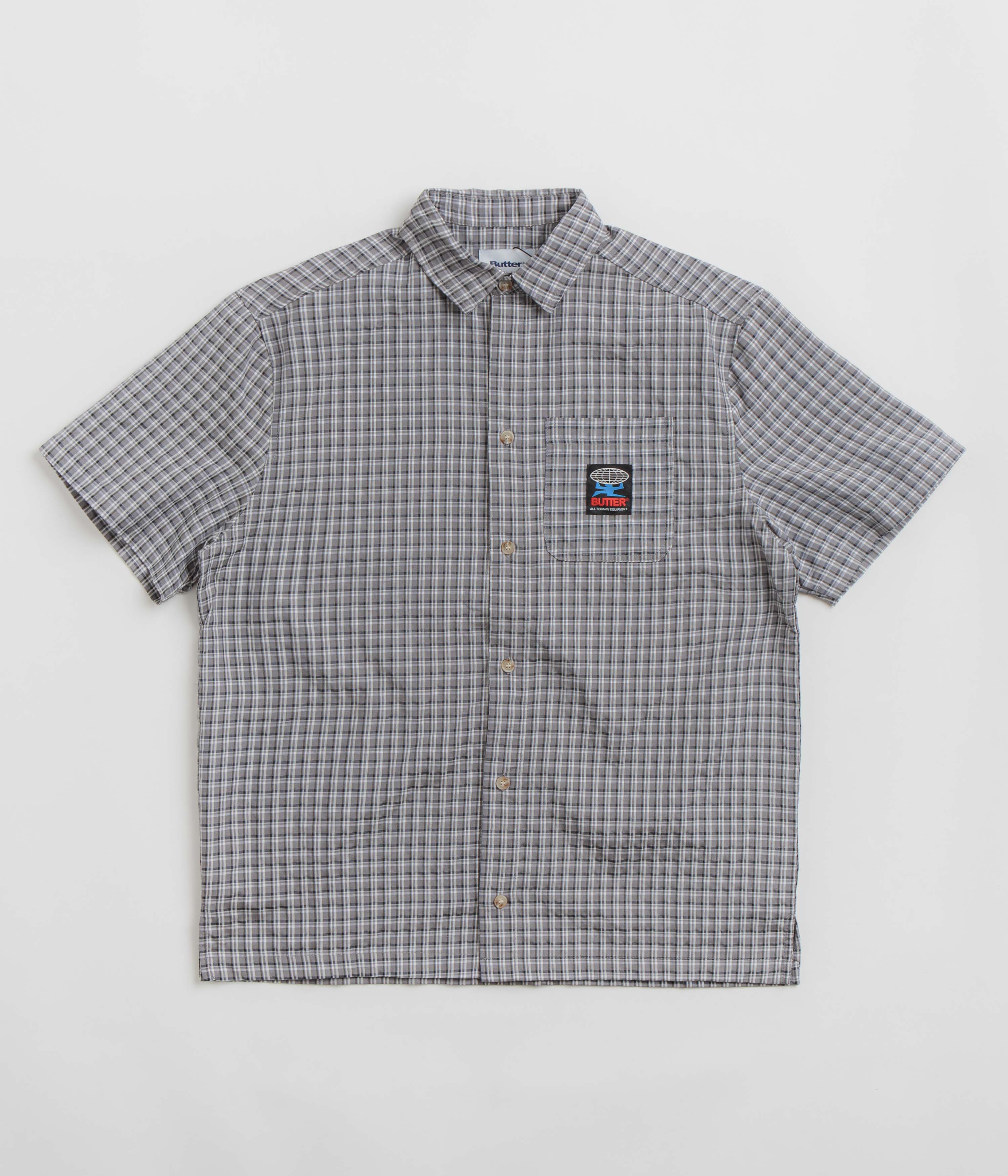 Butter Goods Terrain Short Sleeve Shirt for Men - Stone & Black Color - Casual Summer T-Shirt for Outdoor Activities and Streetwear Fashion