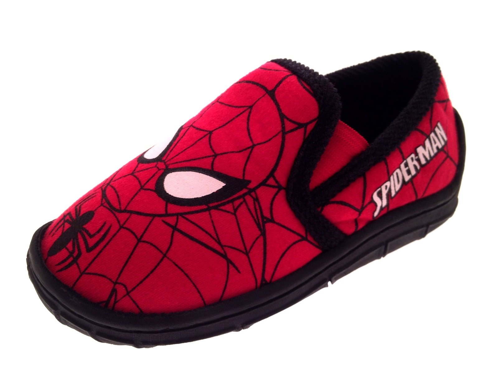 Marvel Kids Boys Red and Black Spiderman Slippers - Superhero Themed House Shoes for Children's Indoor & Outdoor Play, Cosplay, and Gift Giving