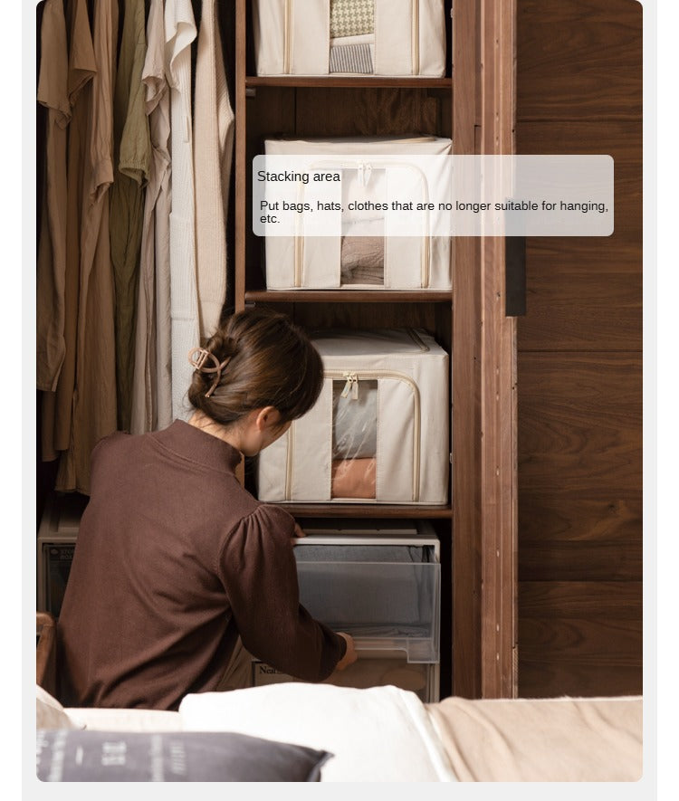 Premium Black Walnut Solid Wood Wardrobe & Storage Cabinet - Spacious Closet Organizer for Bedroom, Living Room, and Office