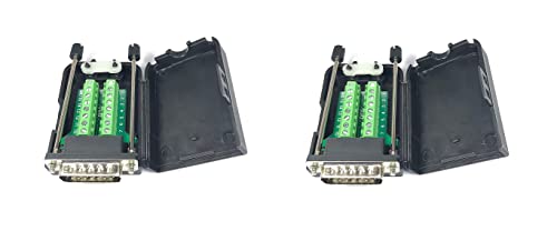 DB15 D-Sub Solderless Breakout Terminal Block Connector Kit - 2PCS Male DB15 Connectors for DIY Electronics Projects - Perfect for Industrial Control, Computer Peripherals & Audio/Video Equipment