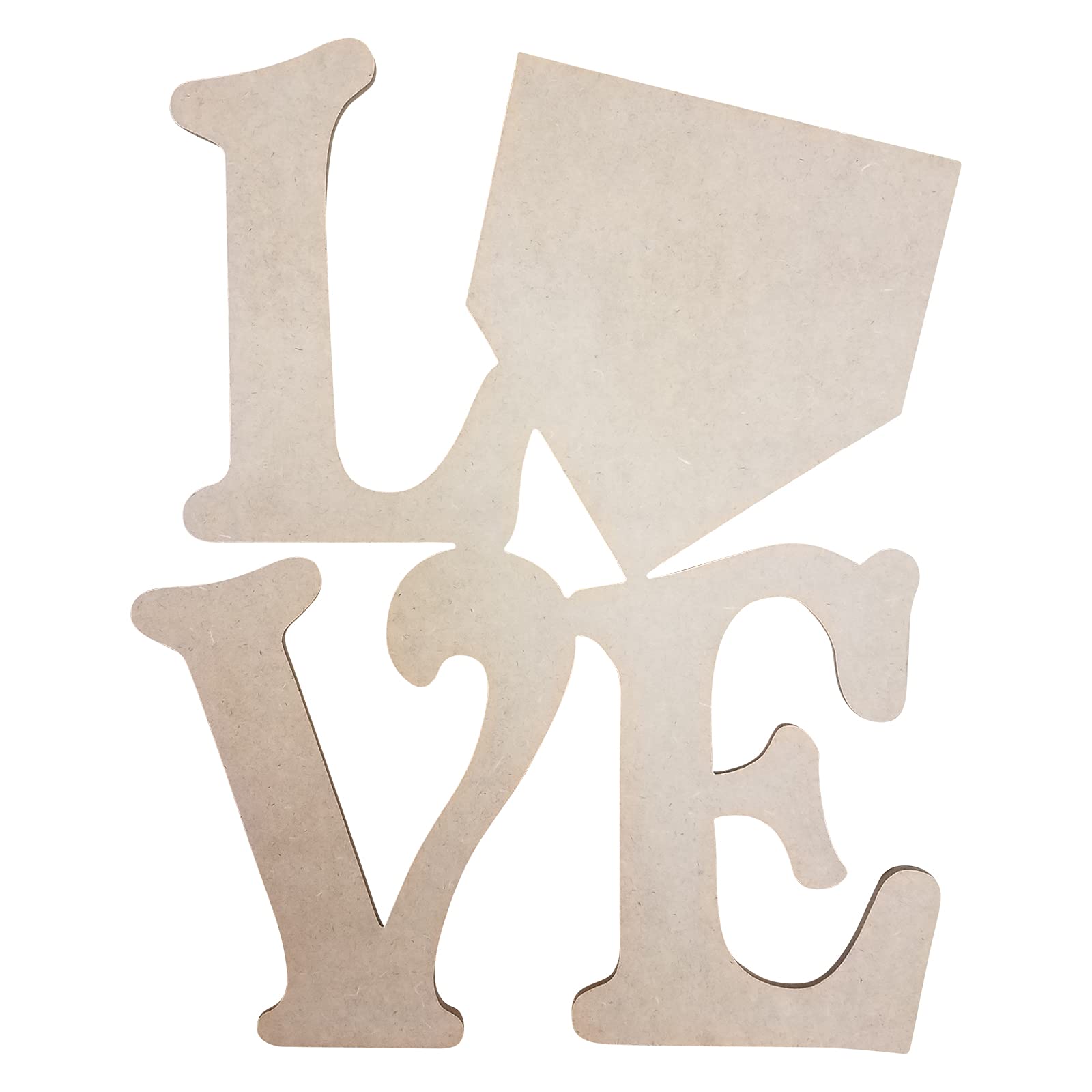 Unfinished Wooden Baseball Home Plate Word Sign - 4 Inch Love Home Plate Wall Decor for Baseball Fans - Perfect for Game Room, Bedroom, or Sports Themed Party Decorations