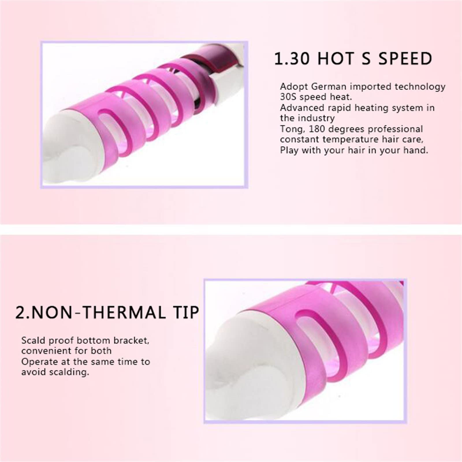 Professional Hair Salon Curling Iron - Spiral Curl Ceramic Hair Curler & Waver Maker with Adjustable Temperature for Salon-Quality Waves, Curls & Beachy Looks at Home