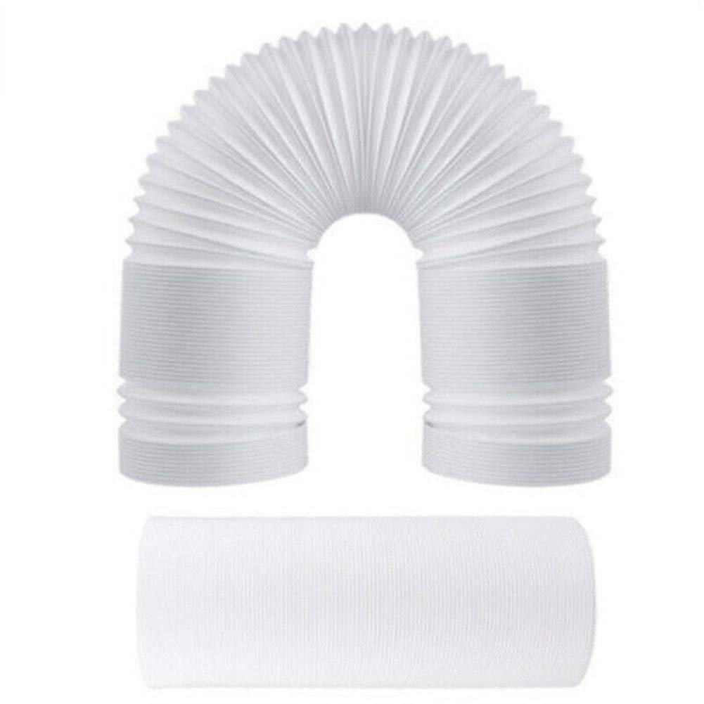 5.1/5.9 Inch PP Telescopic Air Conditioner Hose - White Anti-Clockwise Thread Exhaust Vent Pipe (150mm x 2m) for Portable AC Units, Window ACs & Dehumidifiers - Perfect for Home, Office & RV Cooling