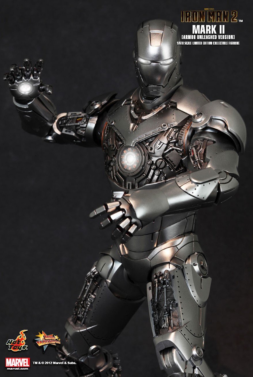 Hot Toys Iron Man 2 Movie Masterpiece Limited Edition 1/6 Scale Collectible Figure - Iron Man Mark II Armor Unleashed - Perfect for Marvel Fans, Action Figure Collectors & Home Display