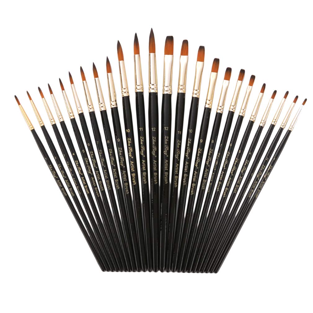 Sollarisy Round Tip Artist Paintbrushes Set - Nylon Hair Oil Watercolor Brushes for Miniature Painting, Acrylic & Crafting - Perfect for Beginners, Artists & DIY Enthusiasts - Ideal for Canvas, Paper, Wood & Ceramic Projects
