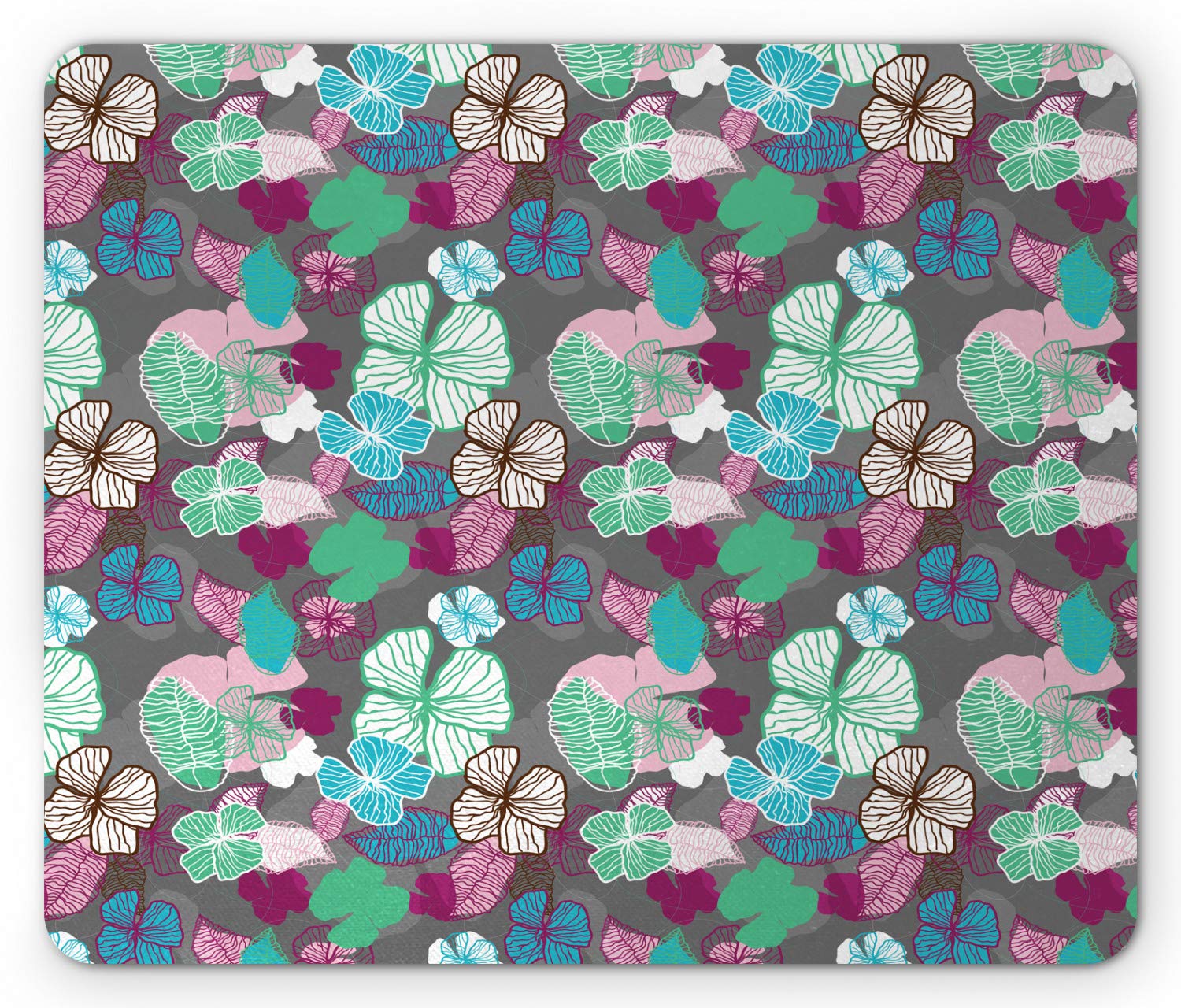 Ambesonne Exotic Mouse Pad - Tropical Hawaiian Hibiscus Blossom Design, Non-Slip Rubber Base, Standard Size Rectangle Mousepad for Office & Gaming | Perfect for Work, Home & Travel Use