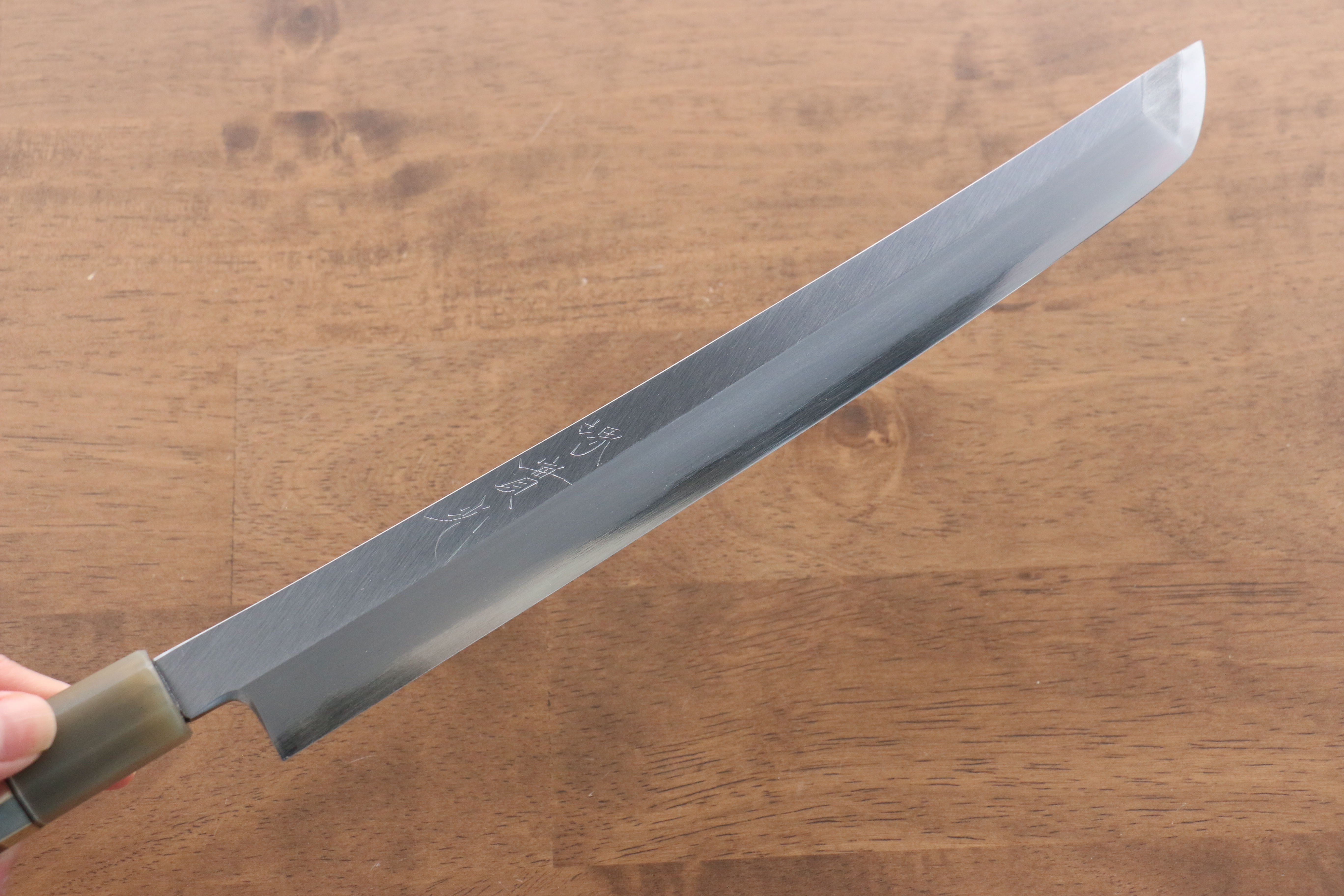 Premium Jikko Shiko White Steel Sakimaru Yanagiba 270mm Japanese Sushi Knife - Ebony Wood Handle with Double Ring Design - Perfect for Sushi Chefs & Japanese Cuisine Preparation