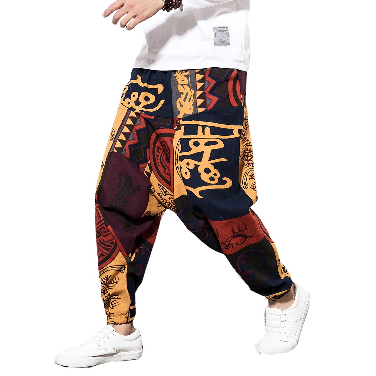 Seidarise Men's Harem Pants - Drop Crotch Yoga Jogger Pants for Men, Plus Size Genie Pants & Balloon Pants - Comfortable Lounge Wear for Meditation, Yoga, and Casual Outfits
