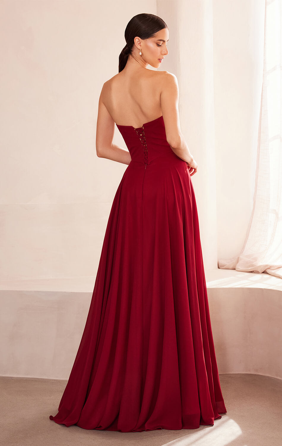 Ella Gown - A-Line Strapless Chiffon Wedding Dress for Brides | Perfect for Beach Weddings, Evening Galas & Formal Events
