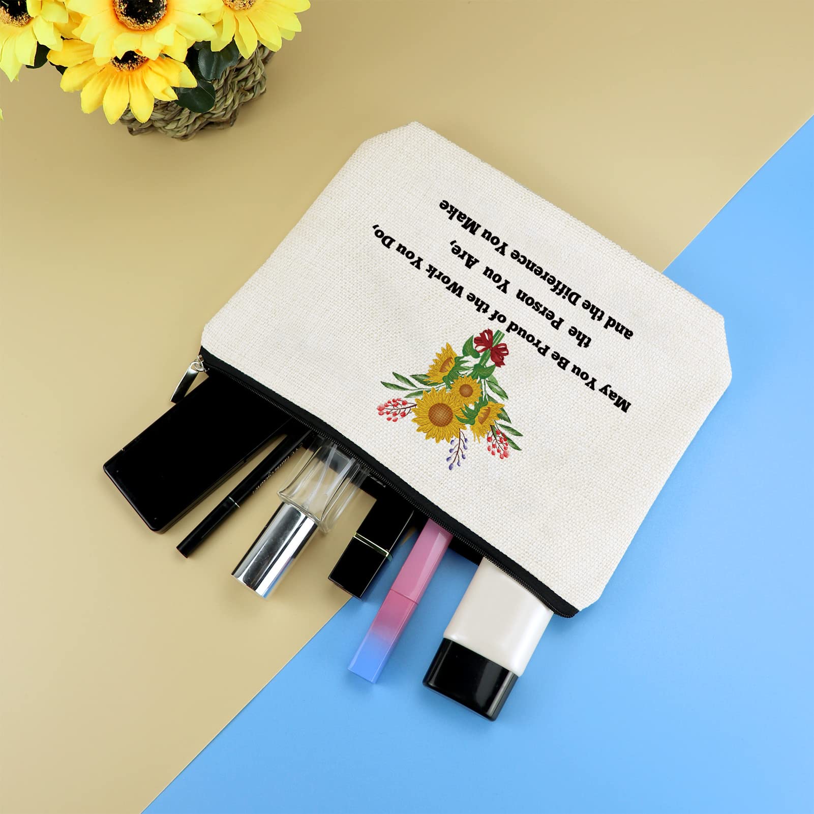 Social Worker Appreciation Gifts - Inspirational Makeup Cosmetic Bag for Women, Coworker, Employee, Nurse, Teacher & Grandma - Perfect for Volunteer Farewell, Retirement & Going Away Gifts - Ideal for Work, Travel & Daily Use