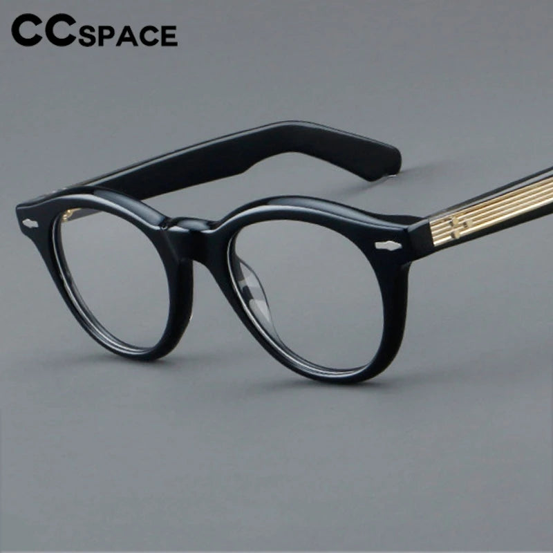 CCspace Women's Full Rim Round Thick Acetate Eyeglasses Frame - Fashionable Retro Cat Eye Glasses for Women, Lightweight & Durable, Perfect for Reading, Working, and Daily Wear