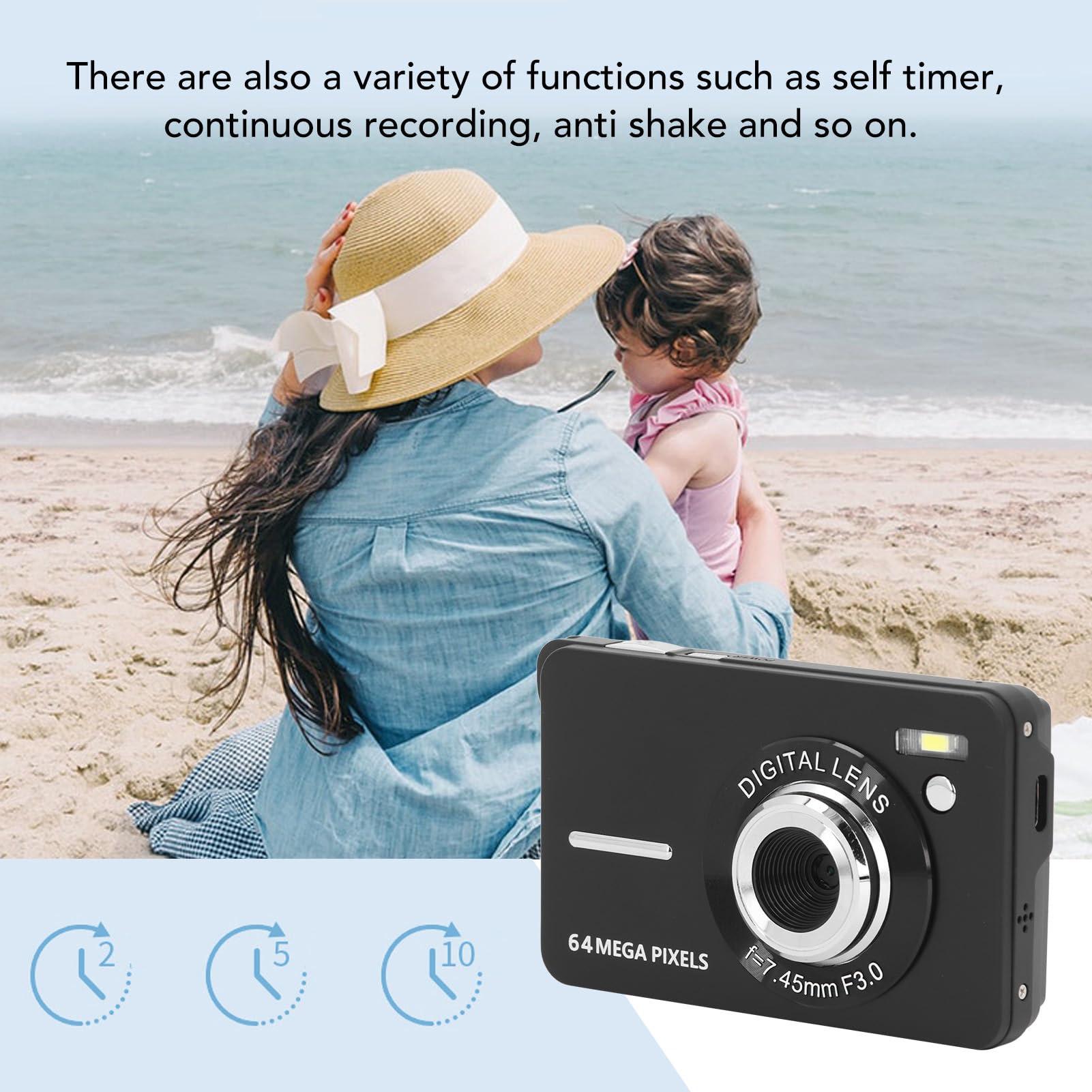 4K Digital Camera for Photography & Vlogging - 64MP HD 18X Zoom Auto Focus Compact Camera with 2.8
