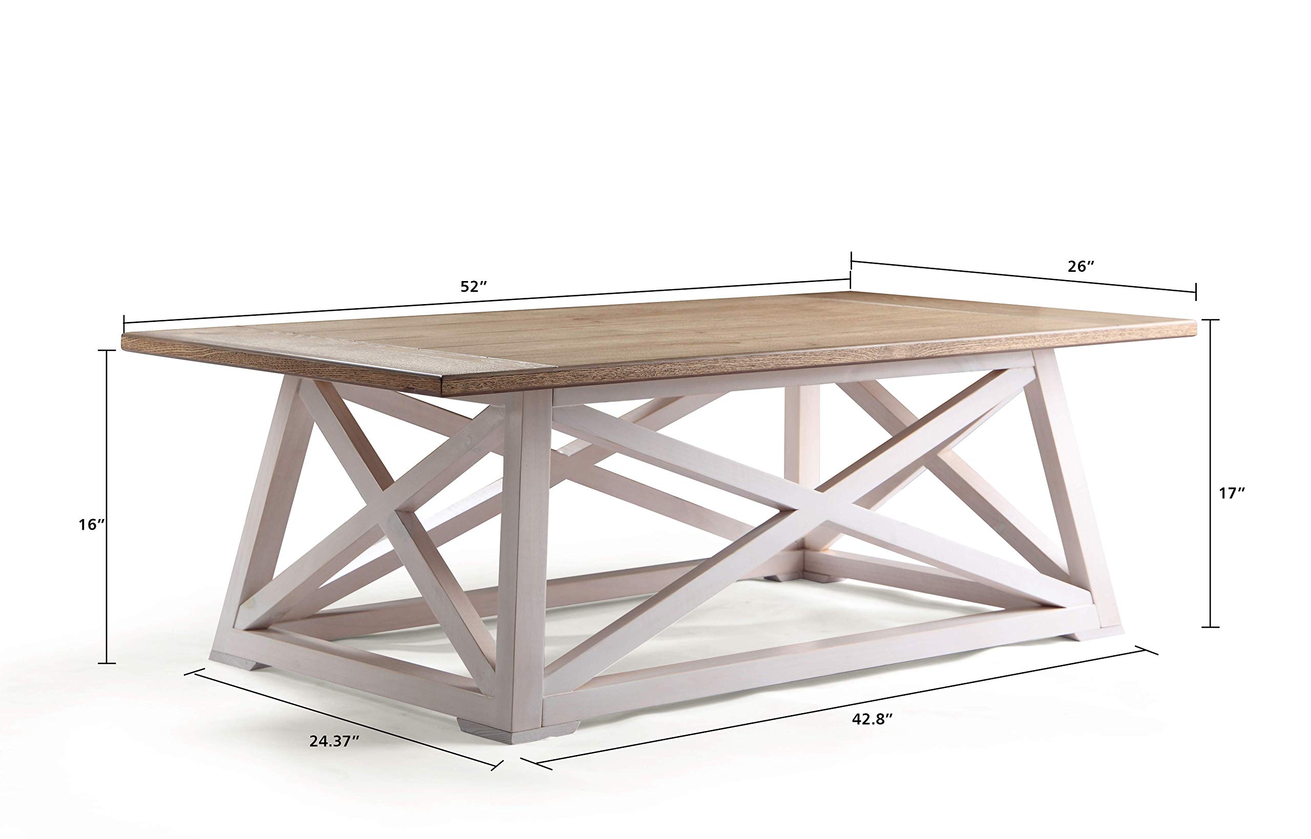 Alveare Home Fallon Coastal Coffee Table - Two-Toned Wooden Living Room Furniture for Beach House Decor & Coastal Style Interiors