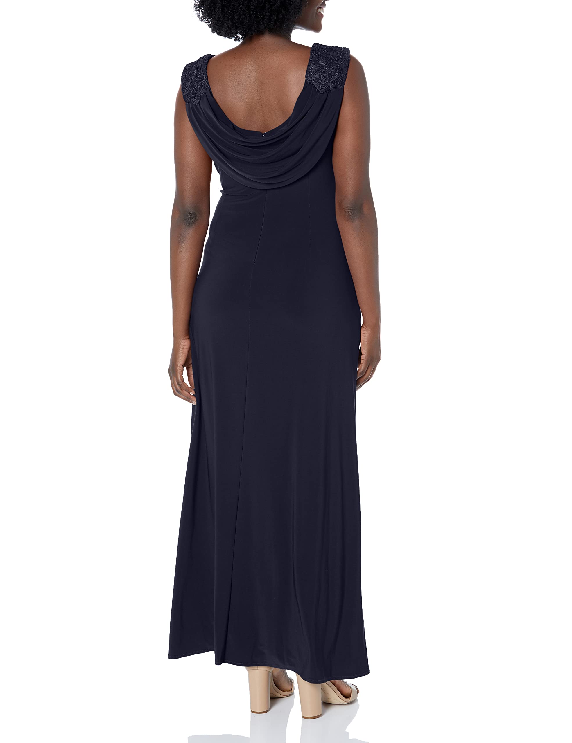 Alex Evenings Women's Long Cowl Back Mother of The Bride Dress - Elegant Formal Evening Gown for Weddings, Galas & Special Occasions (Petite & Regular Sizes) | Perfect for Wedding Guest, Cocktail Parties & Black Tie Events