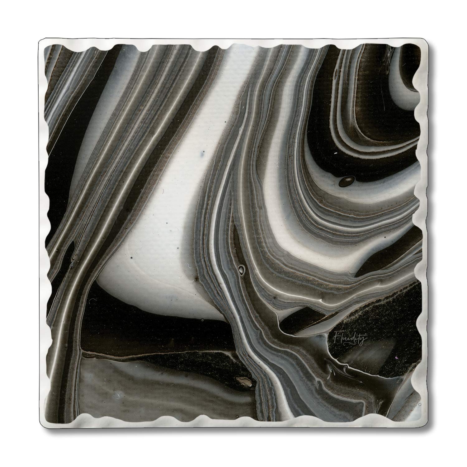 CounterArt Single Absorbent Stone Tumbled Tile Coaster - Fluidity Style Seven - Natural Stone Drink Coasters for Coffee, Wine, and Beer - Perfect for Home, Office, and Restaurant Use