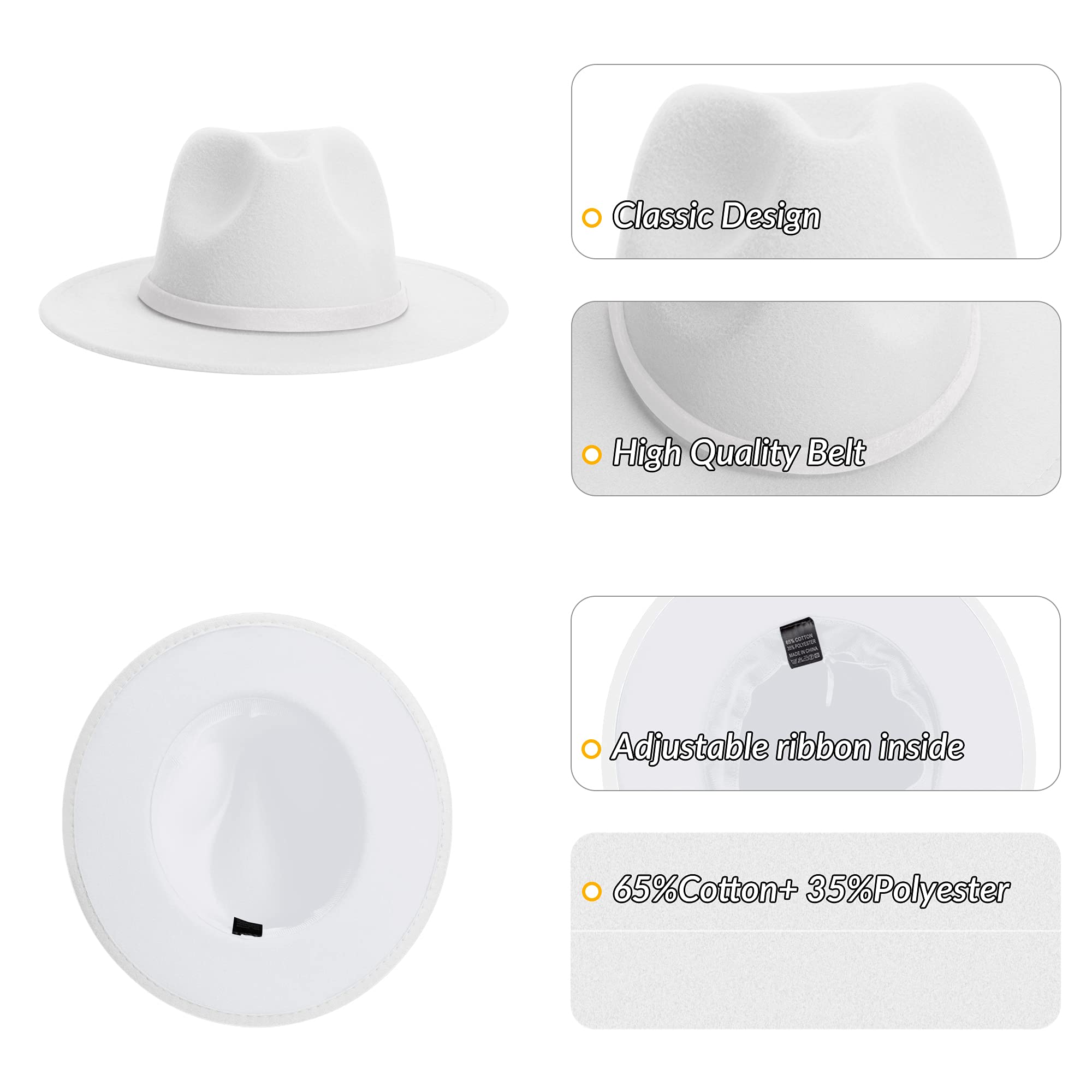 Stylish KUJUHA Wide Brim Fedora Hat for Women & Men - Summer Sun Protection & Fashion Accessory for Beach, Travel, and Outdoor Activities