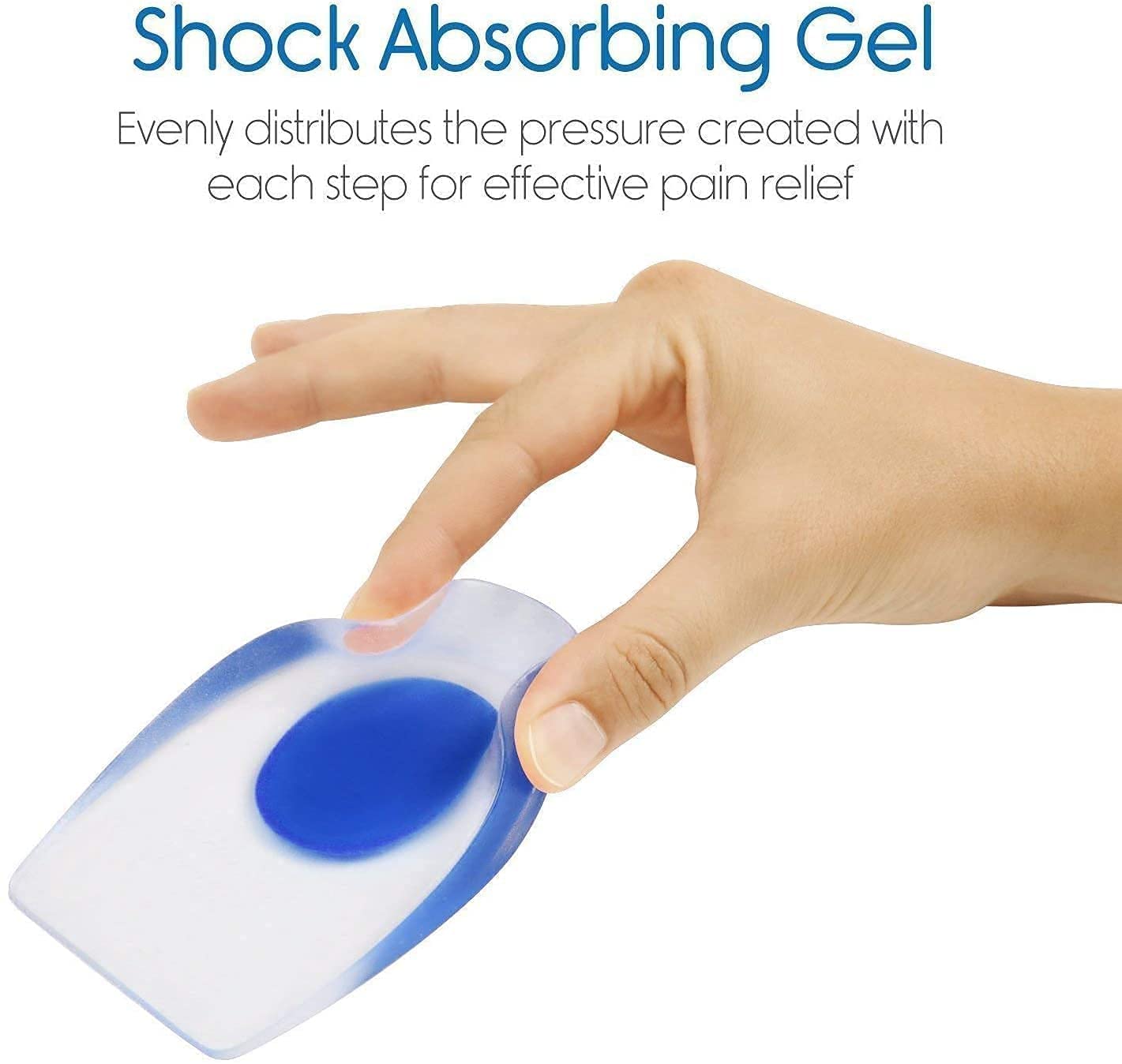 Orthopedic Gel Heel Cups for Pain Relief - Silicone Heel Pads for Heel Spurs, Plantar Fasciitis & Ankle Support - Shock Absorbing Shoe Inserts for Men & Women (Blue) - Perfect for Running, Walking & Everyday Comfort