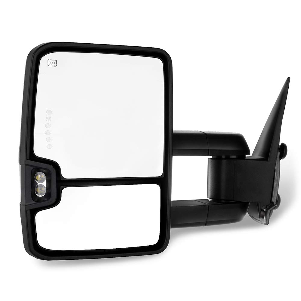 SCITOO Black Power-Adjusted Heated Towing Mirrors with LED Turn Signal Lights - Compatible with 1999-2002 Chevy Silverado & GMC Sierra 1500/2500 (Pair LH RH) - Perfect for Towing, Off-Roading & Enhanced Visibility