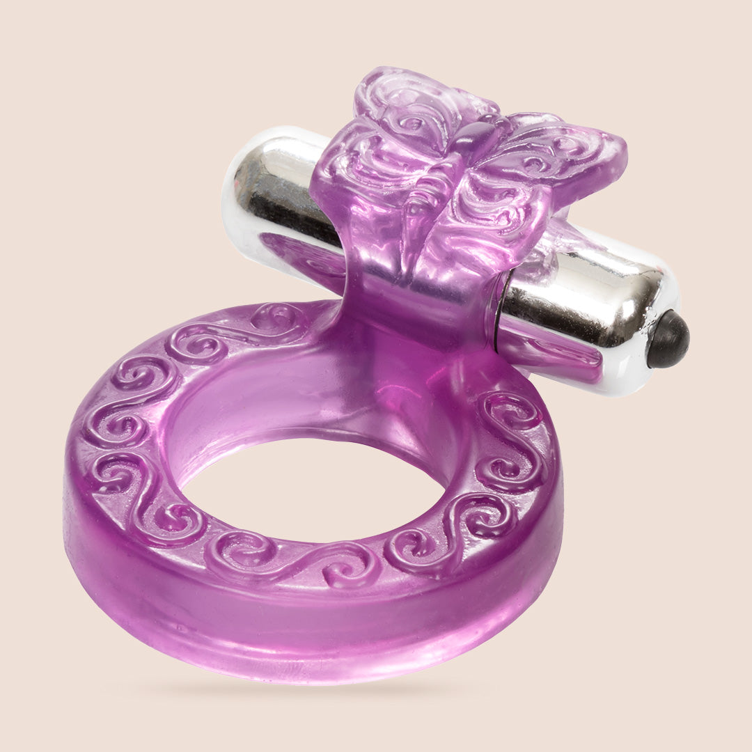 CalExotics Intimate Butterfly Ring™ - Vibrating Cock Ring for Couples | Pleasure Enhancer for Men & Women | Perfect for Foreplay & Spicing Up Your Sex Life