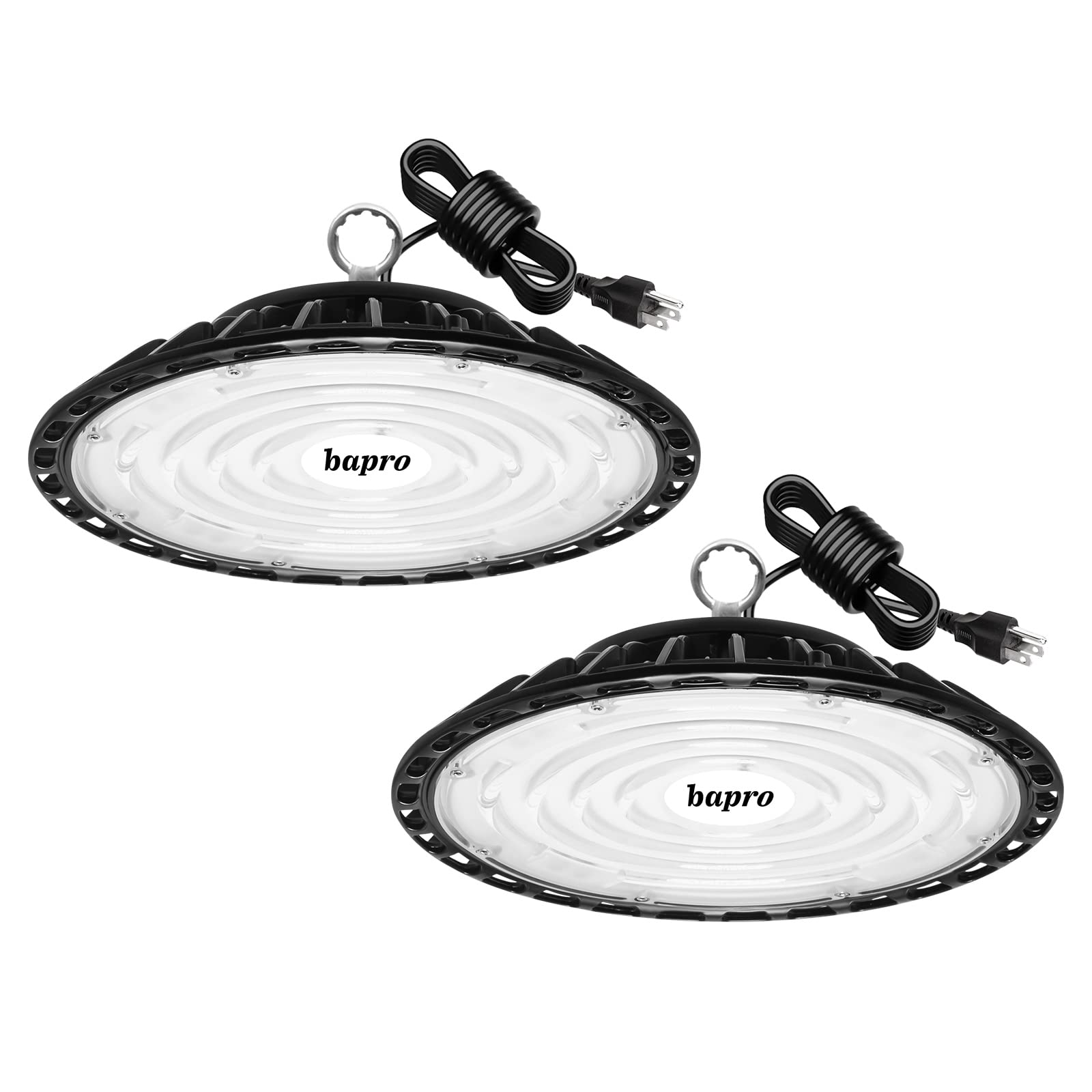 2-Pack 100W UFO LED High Bay Light - 10,000LM 6000K Daylight White, Dimmable Industrial Lighting for Warehouse, Factory, Gym & Garage - Energy Saving Ceiling Lights for Commercial Spaces, Workshops, Tunnels & Studios
