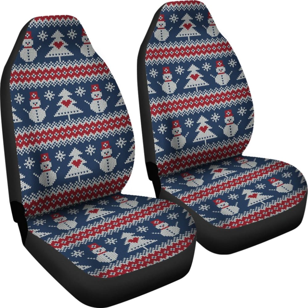 Ugly Christmas Snowman Pattern Car Seat Covers - Funny Holiday Gift for Car Lovers - Perfect for Christmas Decorations & Winter Road Trips