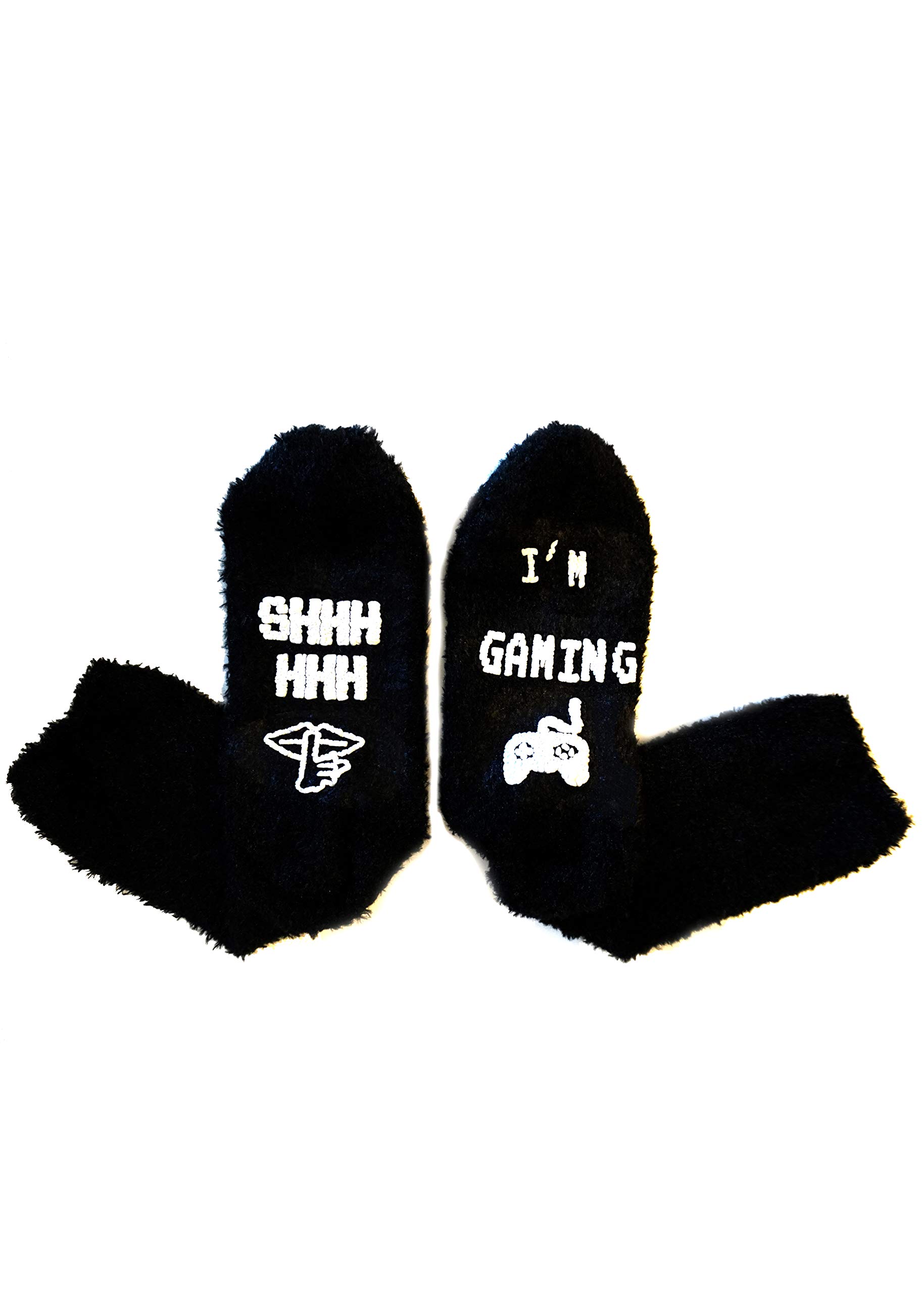 Funny Gaming Socks for Men & Teens - Cozy Fuzzy Slipper Socks with 'Shh I'm Gaming' Print - Perfect Gift for Gamers, Boyfriends, Husbands & Kids - Great for Gaming Sessions, Lounge Wear & Winter Comfort