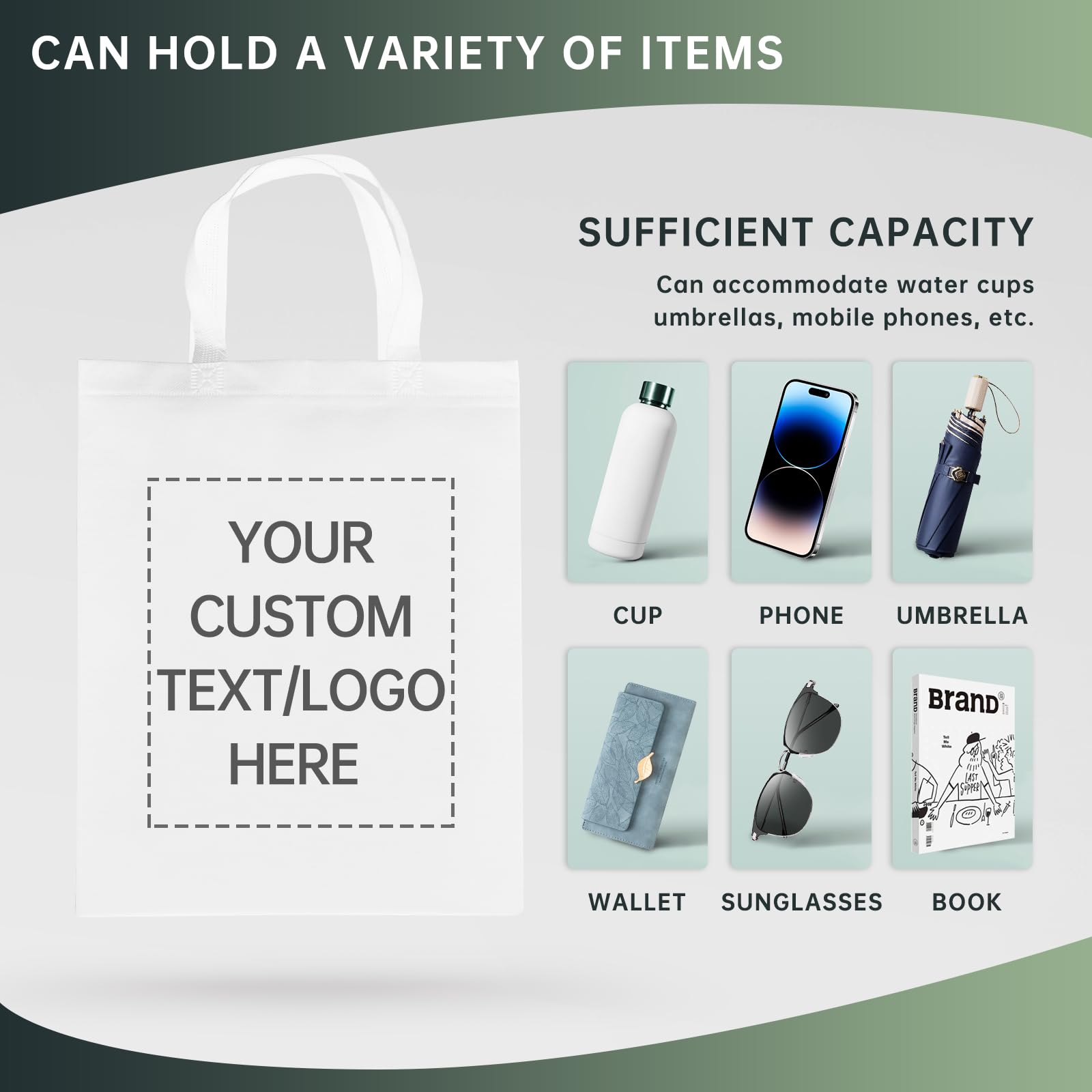 Customizable Tote Bags Bulk 100 Pack - Eco-Friendly Reusable Shopping Bags for Business Promotions, Retail Stores, Events & Parties | Perfect for Advertising, Giveaways & Everyday Use