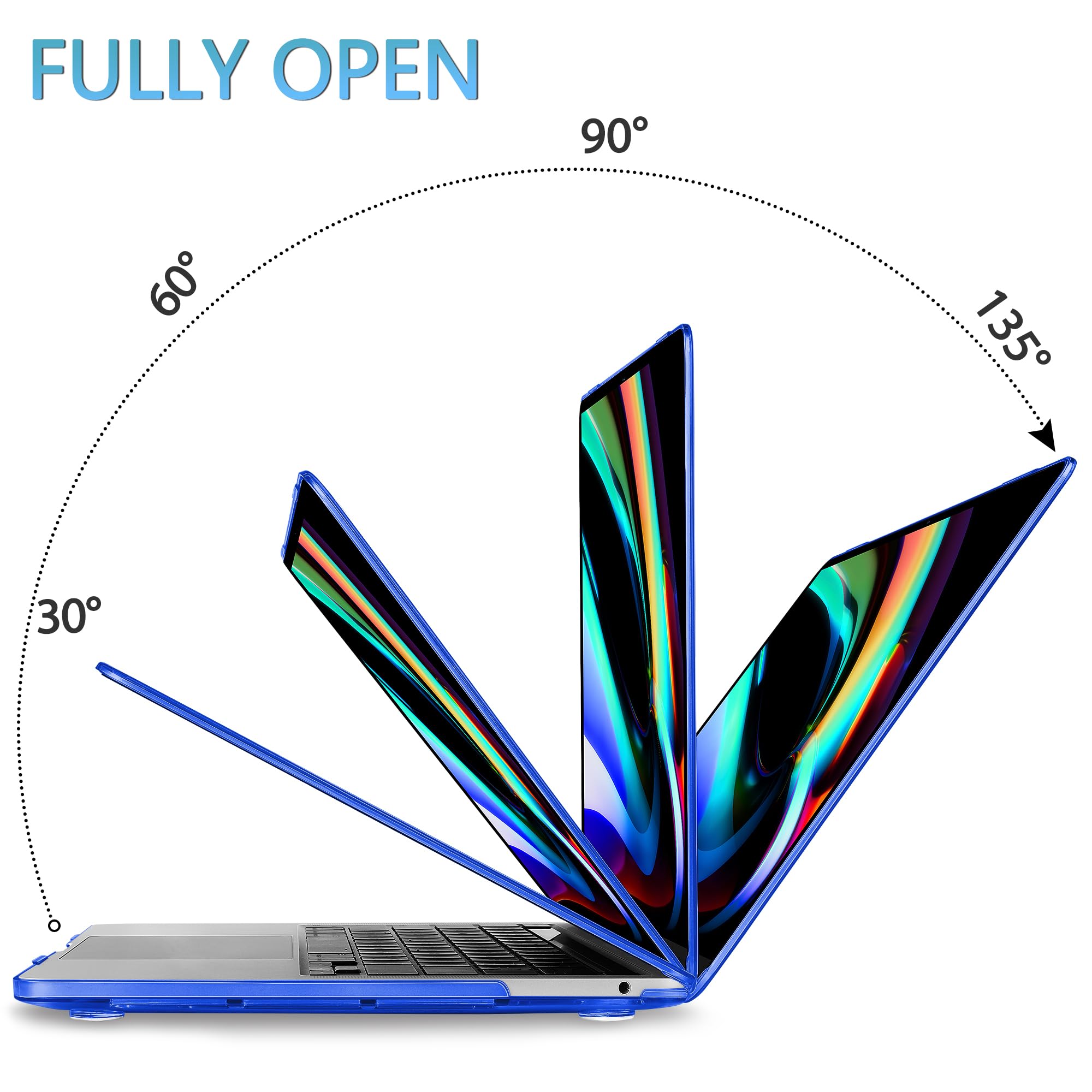 **Mektron Clear Hard Shell Case for MacBook Pro 13 inch (2020-2022 Models A2338 M2/M1 A2289 A2251) - Protective Cover with Touch Bar & Touch ID - A-Dark Blue - Perfect for Work, Travel & School**
