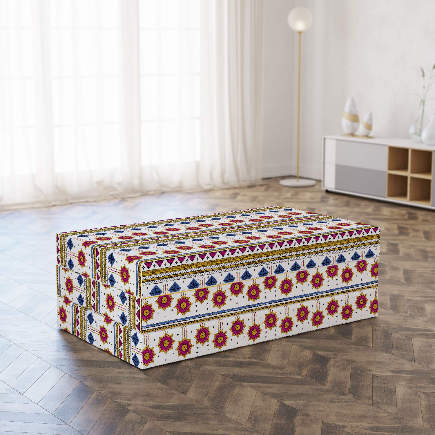 Ambesonne Tribal Foldable Mattress - Mayan Folkloric Cultural Design, 78.7