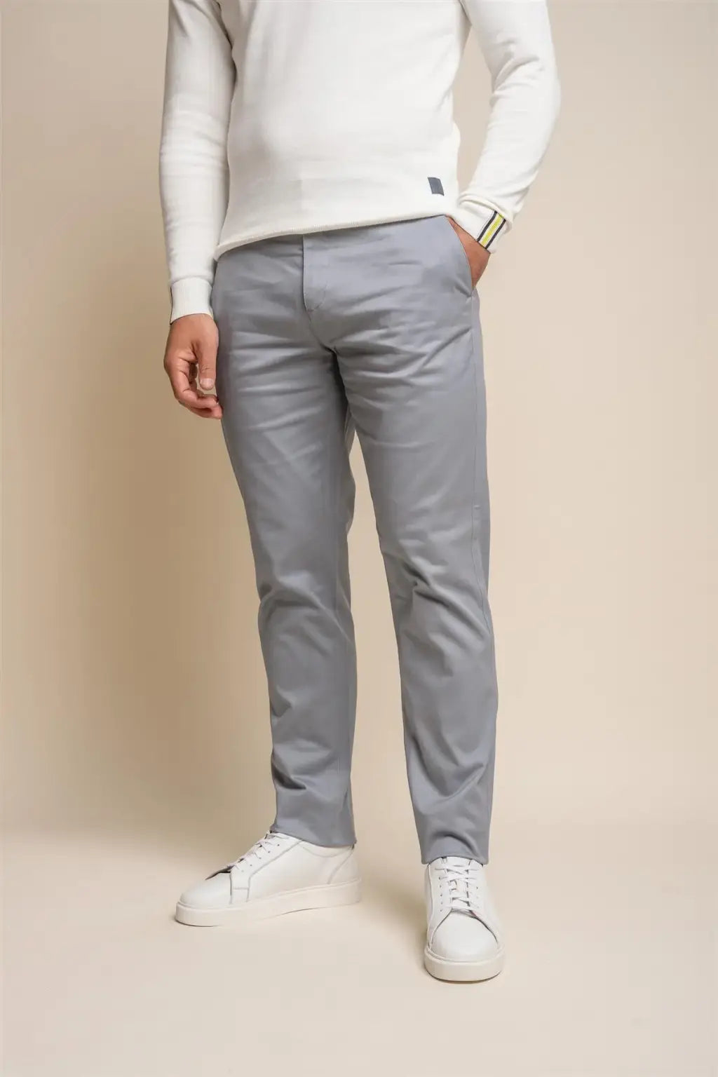 Cavani Men's Dakota Ice Blue Chino Pants - Slim Fit Casual Dress Pants for Work, Office & Business Attire | Comfortable & Stylish Men's Trousers