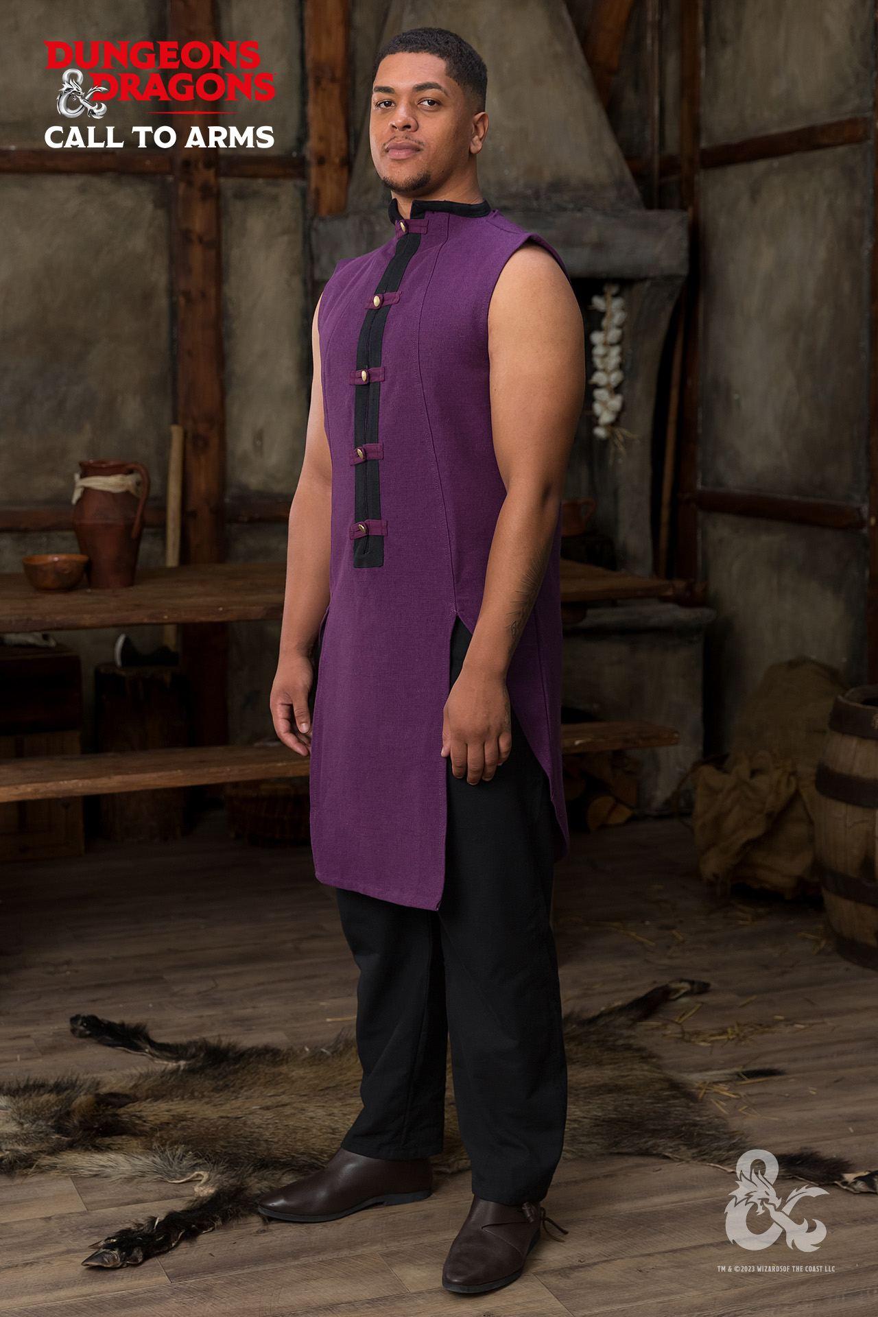 Dungeons & Dragons Sorcerer Costume Sleeveless Tunic - Purple & Black Cosplay Outfit for D&D RPG Game LARP Halloween Party