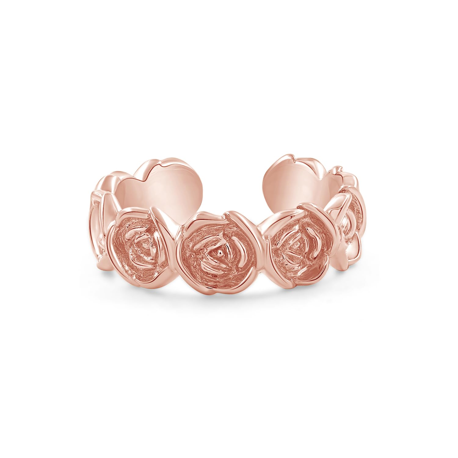 14K Gold Plated 925 Sterling Silver Adjustable Rose Toe Rings for Women - Elegant Foot Jewelry Gift for Wife, Her - Perfect for Beach, Summer Sandals & Pedicure Days