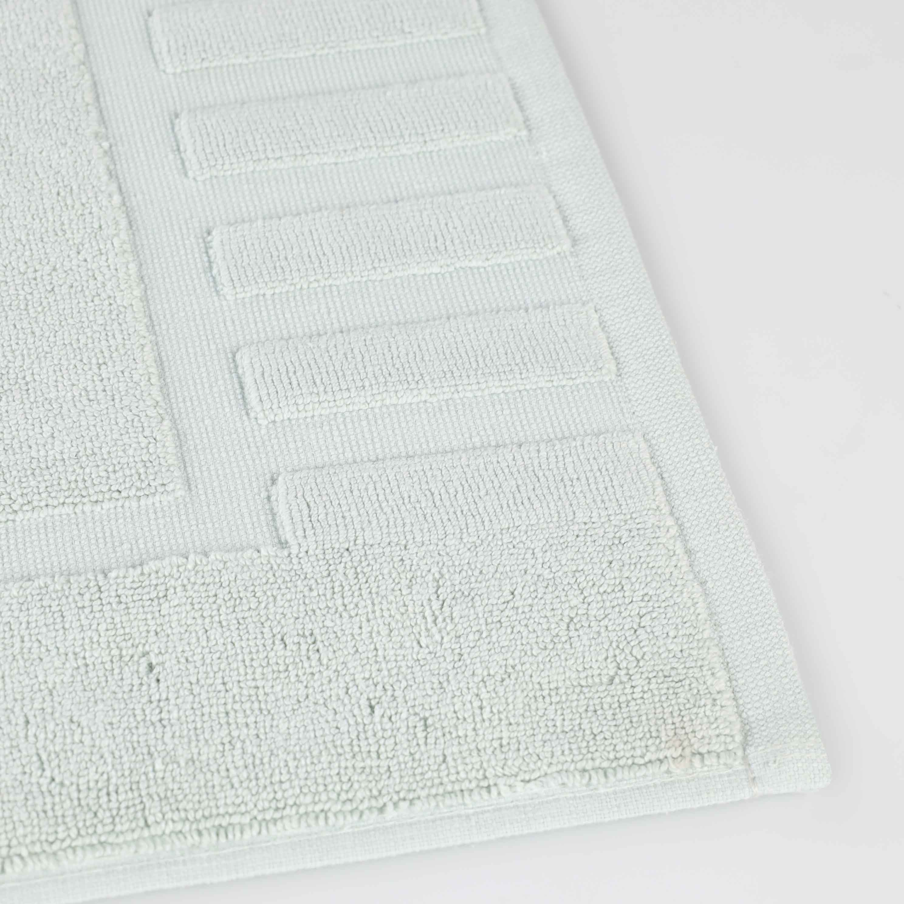 Premium Cotton Modern Geometric Border Absorbent Bath Mat Set of 2 - Non-Slip Soft Bathroom Rug for Bathroom Floor, Shower, Vanity Area - Home Decor Essentials