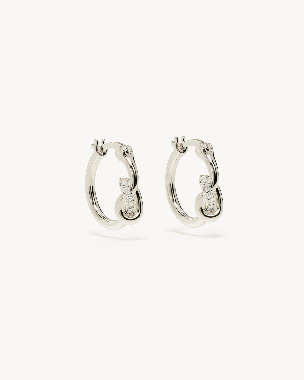 Sterling Silver Love Knot Hoop Earrings with Lab-Grown Diamonds – Elegant & Timeless Jewelry for Women, Perfect for Weddings, Anniversaries, and Special Occasions