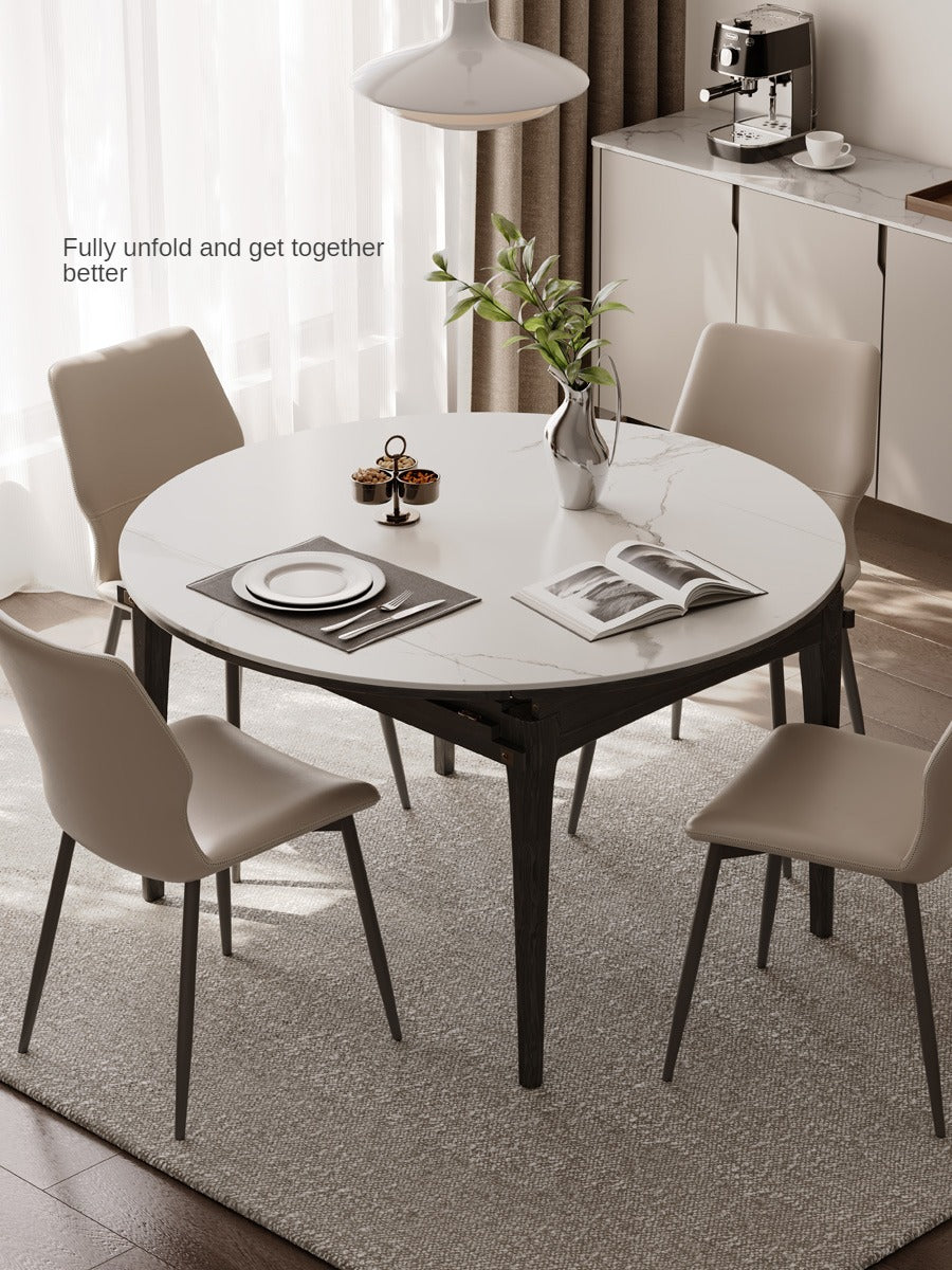 Solid Oak Wood Folding Dining Table - Light Luxury Rock Slab Design for Small Spaces, Apartments & Outdoor Dining | Durable & Stylish Home Furniture