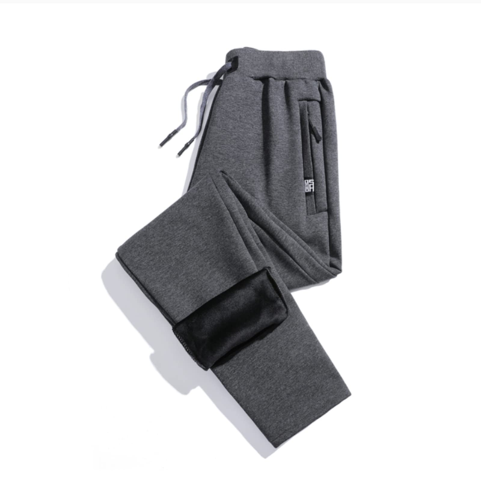 Men's Fleece Jogger Pants - Winter Warm Sweatpants for Streetwear & Sports, Plus Size Black Trousers - Perfect for Running, Gym, Lounging & Cold Weather Outfits