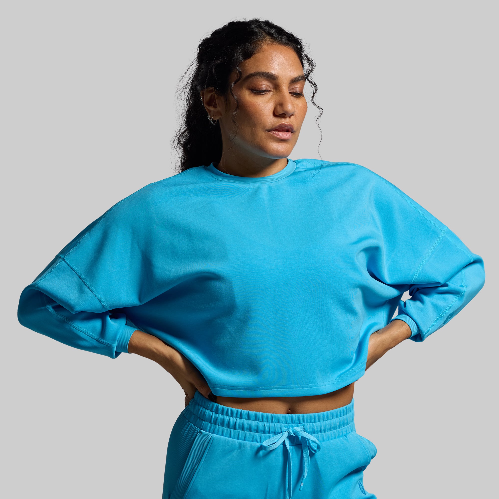 Lounge Lux Cropped Pullover Sweater Set - Soft & Cozy Women's Outfit (Aquarius Blue) | Perfect for Casual Wear, Loungewear & Street Style Fashion