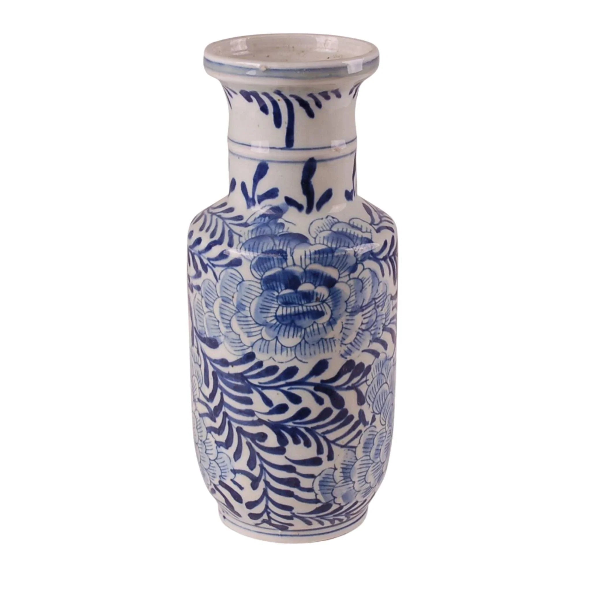 Handmade Blue and White Palm Porcelain Vase - Elegant Home Decor for Living Room, Bedroom & Office - Perfect for Floral Arrangements and Interior Design