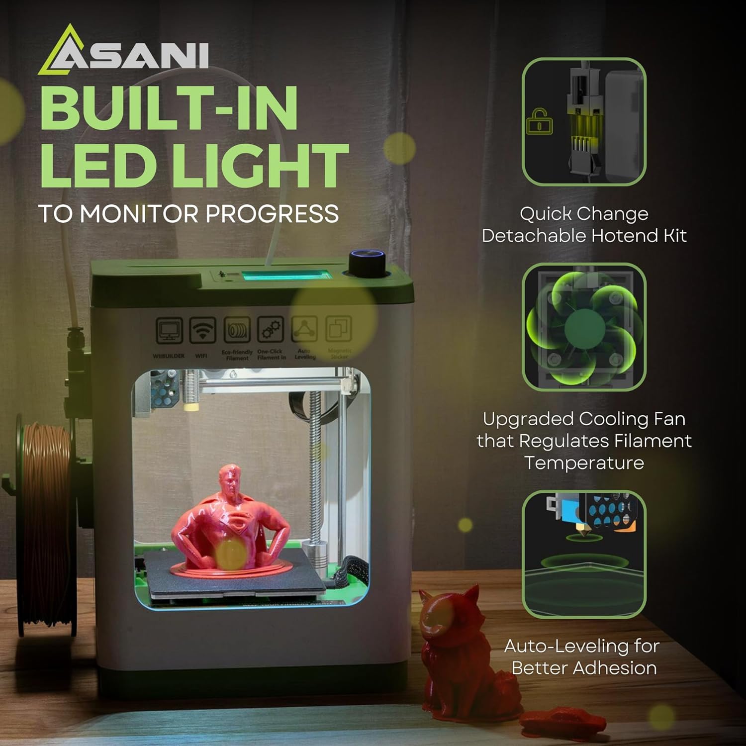 Fully Assembled Mini 3D Printer Kit for Kids & Beginners - Auto Leveling 3D Printing Machine with 10M PLA Filament & SD Card - WiFi Compatible with MAC/Windows/Linux - Perfect for STEM Education, Home DIY Projects & Creative Prototyping